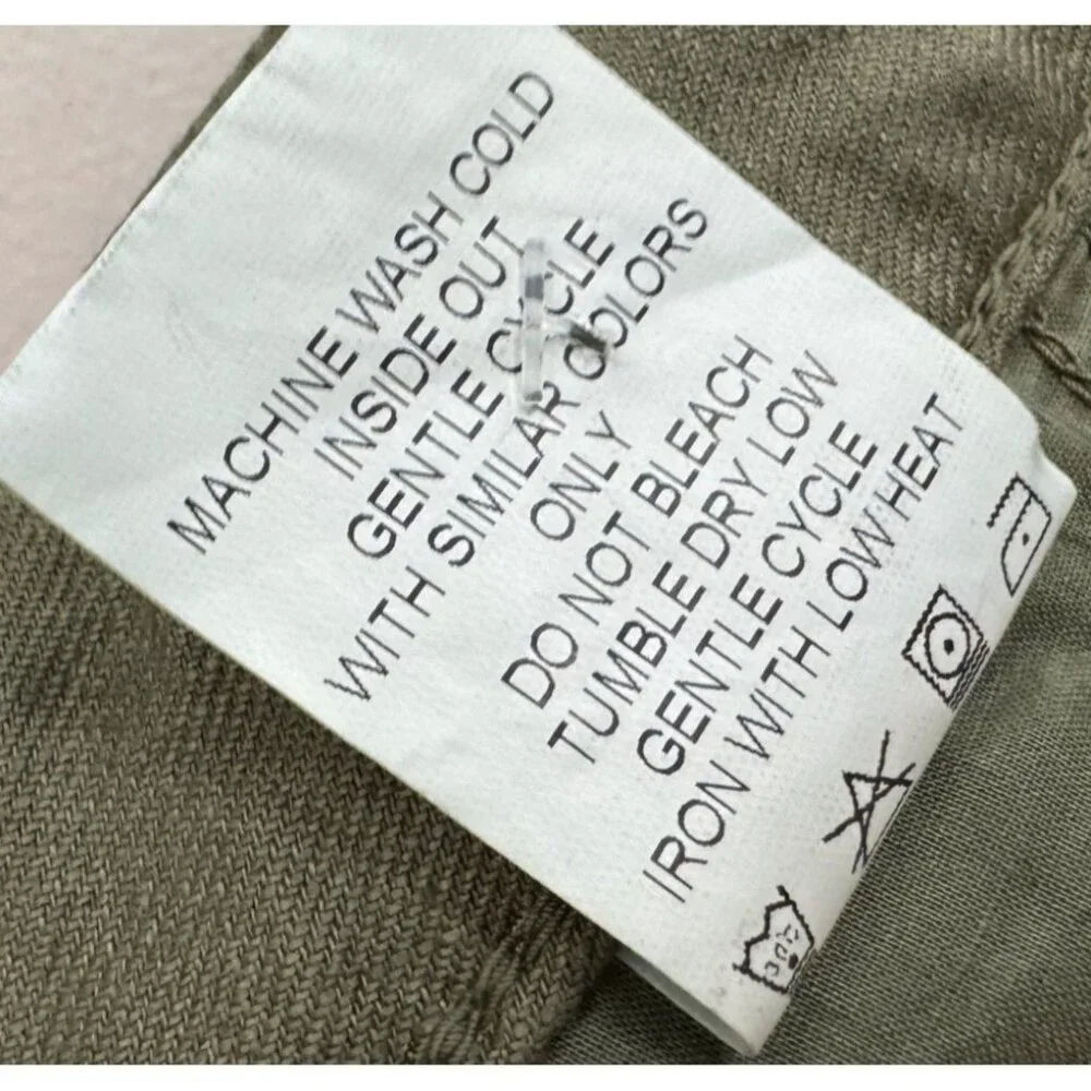 Level 99 Sienna Boyfriend Pants Olive 90s beachy linen sz 31 - Picture 9 of 11